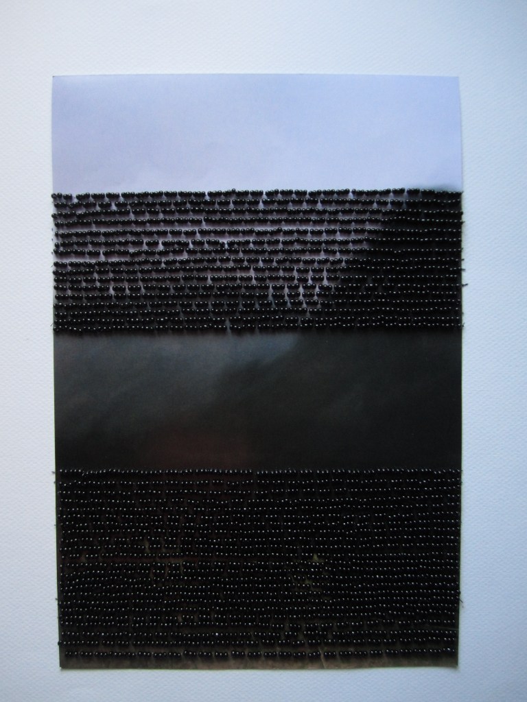 That time in the mountains: photograph, beads, thread; 8x 11"; 2010